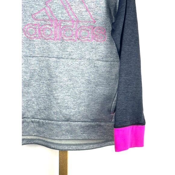 Girls' Adidas Colorblock Sweatshirt w/ Pockets Sz M (10-12)EUC Black, Pink, Grey - Picture 4 of 12